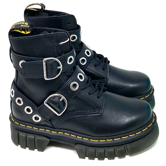 Dr. Martens Audrick 8IB HDW Black Leather, Lady’s Combat Boots. - Picture 2 of 8